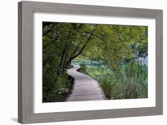 Empty Boardwalk, Lower Lakes, Plitvice Lakes NP, Croatia. Before The Large Waterfall Or Veliki Slap-Karine Aigner-Framed Photographic Print