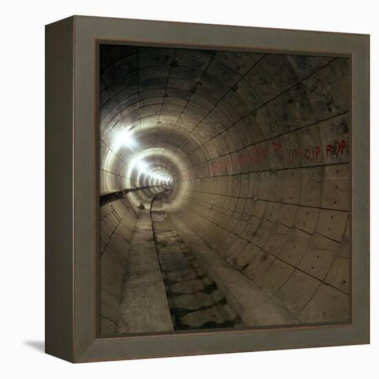 Empty Jubilee Line Tube Tunnel, before Completion, London, 1974-Michael Walters-Framed Premier Image Canvas