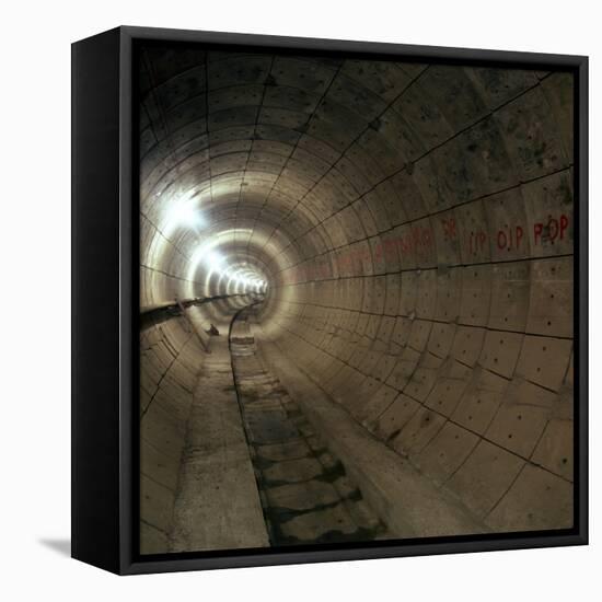 Empty Jubilee Line Tube Tunnel, before Completion, London, 1974-Michael Walters-Framed Premier Image Canvas