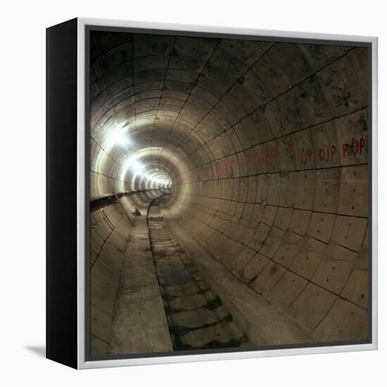 Empty Jubilee Line Tube Tunnel, before Completion, London, 1974-Michael Walters-Framed Premier Image Canvas