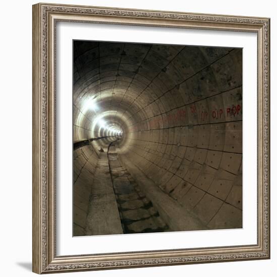 Empty Jubilee Line Tube Tunnel, before Completion, London, 1974-Michael Walters-Framed Photographic Print