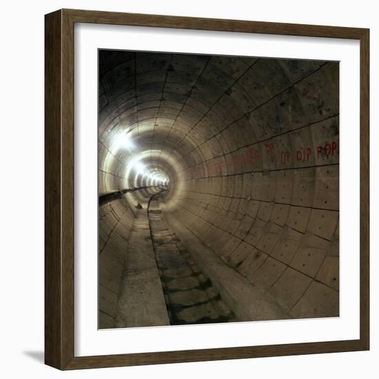 Empty Jubilee Line Tube Tunnel, before Completion, London, 1974-Michael Walters-Framed Photographic Print