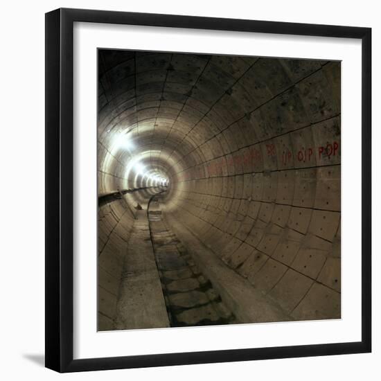 Empty Jubilee Line Tube Tunnel, before Completion, London, 1974-Michael Walters-Framed Photographic Print