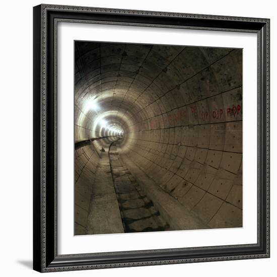 Empty Jubilee Line Tube Tunnel, before Completion, London, 1974-Michael Walters-Framed Photographic Print