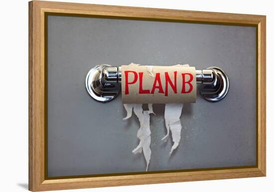 Empty Roll Of Toilet Paper With The Phrase Plan B, Concept For Alternative Planning-Flynt-Framed Stretched Canvas