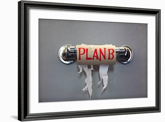 Empty Roll Of Toilet Paper With The Phrase Plan B, Concept For Alternative Planning-Flynt-Framed Art Print