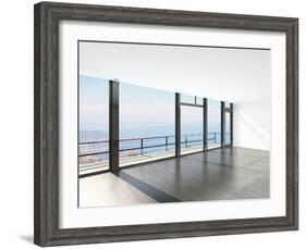Empty Room Interior with Floor to Ceiling Windows and Scenic View-PlusONE-Framed Photographic Print