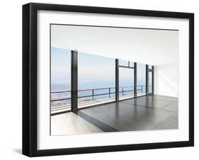 Empty Room Interior with Floor to Ceiling Windows and Scenic View-PlusONE-Framed Photographic Print