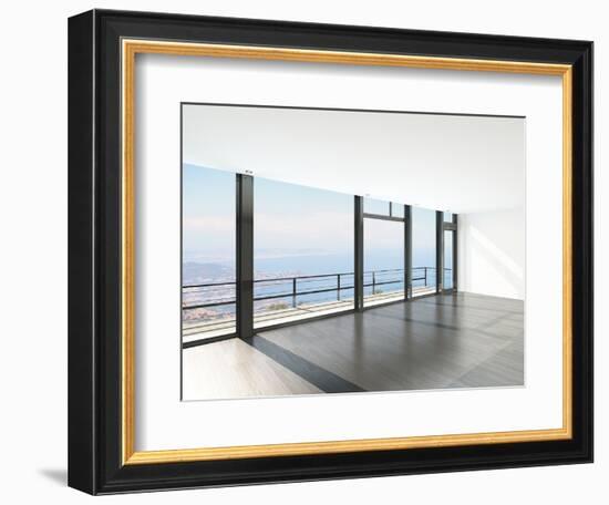 Empty Room Interior with Floor to Ceiling Windows and Scenic View-PlusONE-Framed Photographic Print