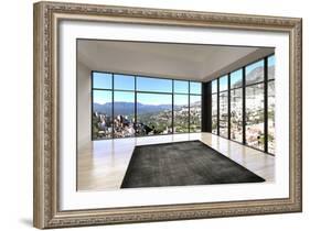 Empty Room Interior with Floor to Ceiling Windows and Scenic View-PlusONE-Framed Photographic Print