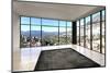 Empty Room Interior with Floor to Ceiling Windows and Scenic View-PlusONE-Mounted Photographic Print