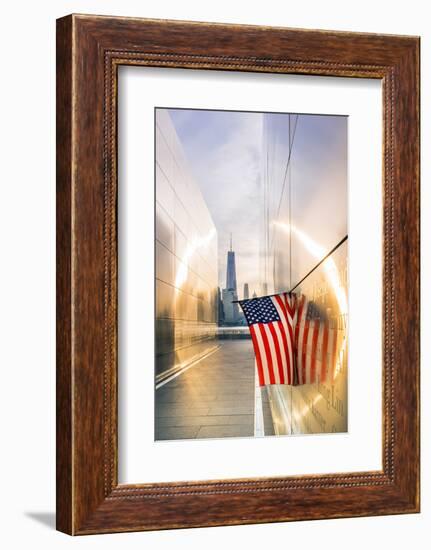 Empty skies 9/11 memorial in Libery state park, New York, USA-Jordan Banks-Framed Photographic Print