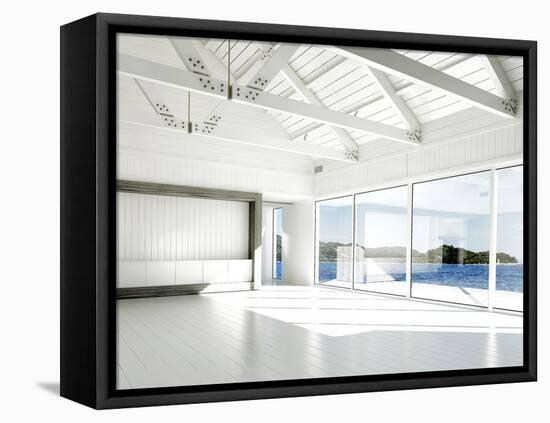 Empty White Room with Large Windows and Scenic View-PlusONE-Framed Premier Image Canvas