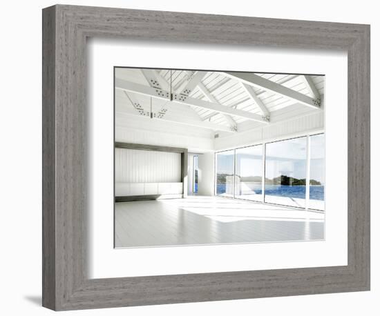 Empty White Room with Large Windows and Scenic View-PlusONE-Framed Photographic Print