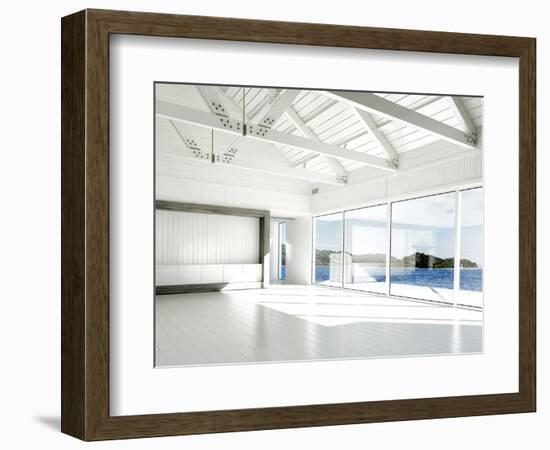 Empty White Room with Large Windows and Scenic View-PlusONE-Framed Photographic Print