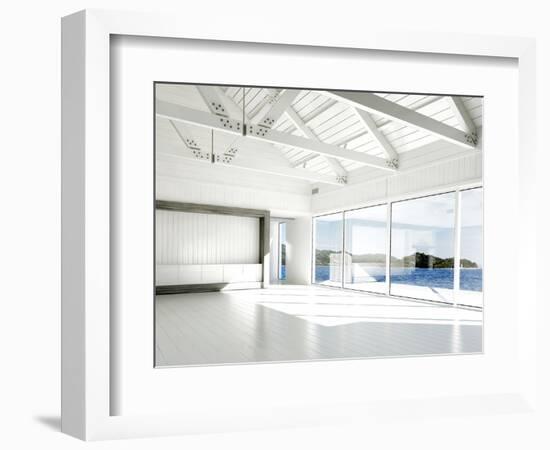 Empty White Room with Large Windows and Scenic View-PlusONE-Framed Photographic Print