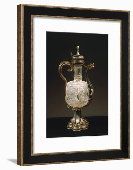 Enameled and Gilded Silver Mounted Rock Crystal Cruet Bottle, 15th-16th Century-null-Framed Giclee Print