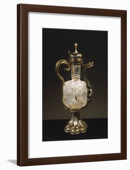 Enameled and Gilded Silver Mounted Rock Crystal Cruet Bottle, 15th-16th Century-null-Framed Giclee Print