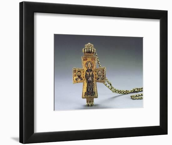 Enamelled gold pendant cross and chain, Byzantine, 10th century-Werner Forman-Framed Photographic Print