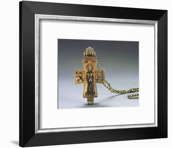 Enamelled gold pendant cross and chain, Byzantine, 10th century-Werner Forman-Framed Photographic Print