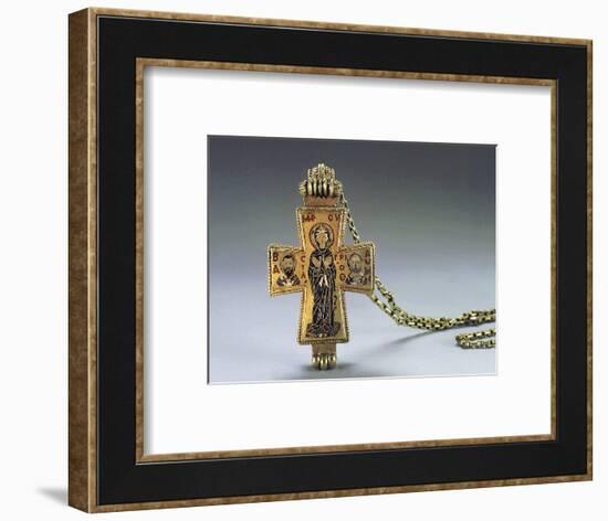 Enamelled gold pendant cross and chain, Byzantine, 10th century-Werner Forman-Framed Photographic Print