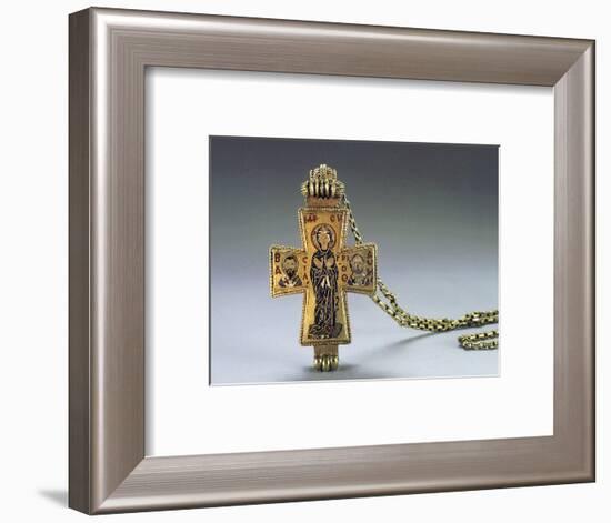 Enamelled gold pendant cross and chain, Byzantine, 10th century-Werner Forman-Framed Photographic Print