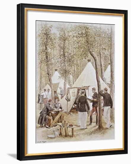 Encampment During French Army Maneuvers, 1886, France-null-Framed Giclee Print