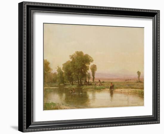 Encampment on the Platte River, 1865 (Oil on Canvas)-Thomas Worthington Whittredge-Framed Giclee Print