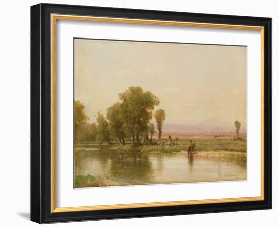 Encampment on the Platte River, 1865 (Oil on Canvas)-Thomas Worthington Whittredge-Framed Giclee Print