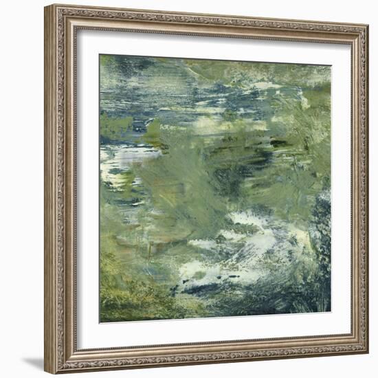 Encaustic Tile in Green II-Sharon Gordon-Framed Art Print