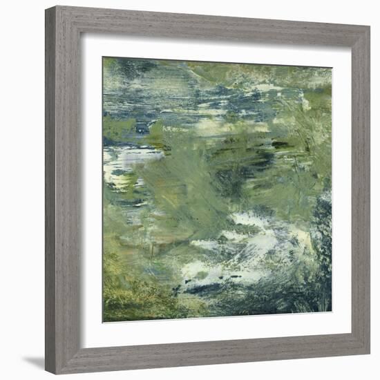 Encaustic Tile in Green II-Sharon Gordon-Framed Art Print