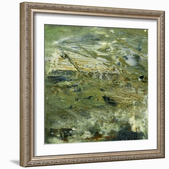 Encaustic Tile in Green V-Sharon Gordon-Framed Art Print