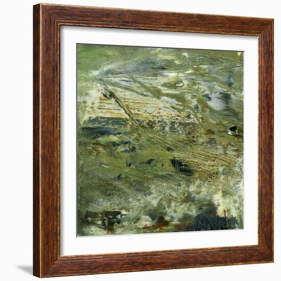 Encaustic Tile in Green V-Sharon Gordon-Framed Art Print