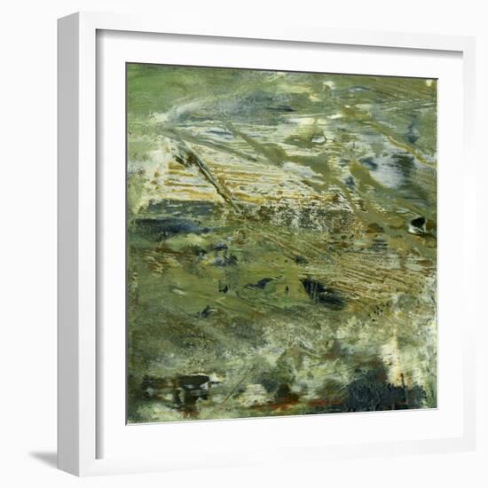 Encaustic Tile in Green V-Sharon Gordon-Framed Art Print