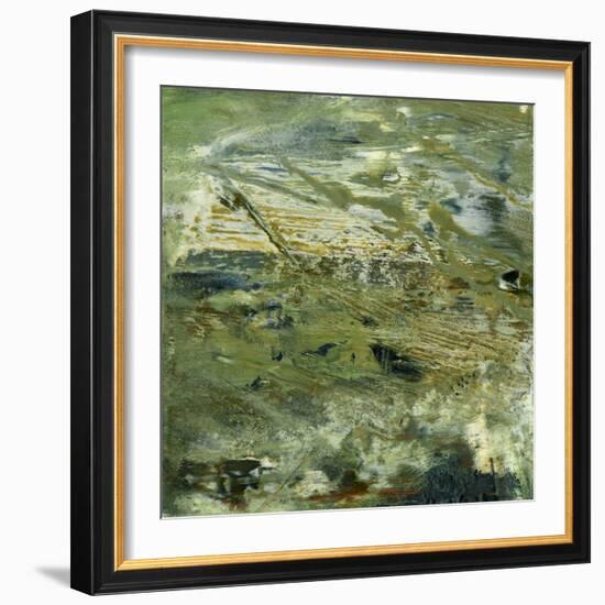 Encaustic Tile in Green V-Sharon Gordon-Framed Art Print