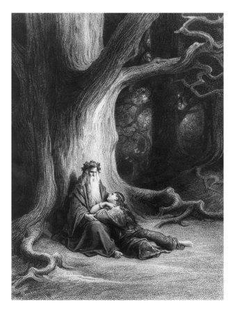 'Enchanter Merlin and the Fairy in Forest of Broceliande, from 'Vivien ...