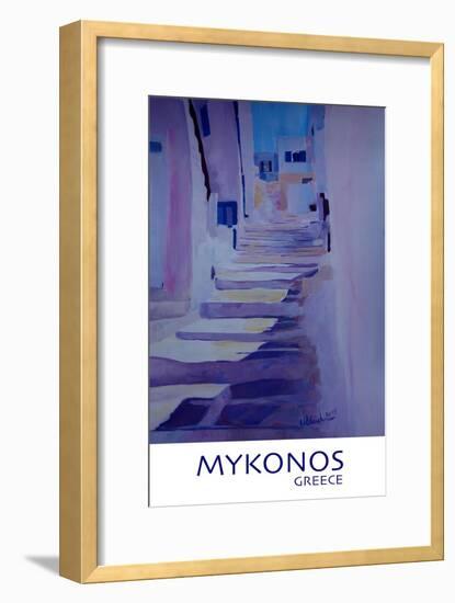 Enchanting Mykonos Greece View with Stairs Retro-Markus Bleichner-Framed Art Print