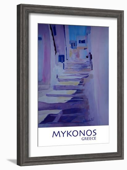 Enchanting Mykonos Greece View with Stairs Retro-Markus Bleichner-Framed Art Print