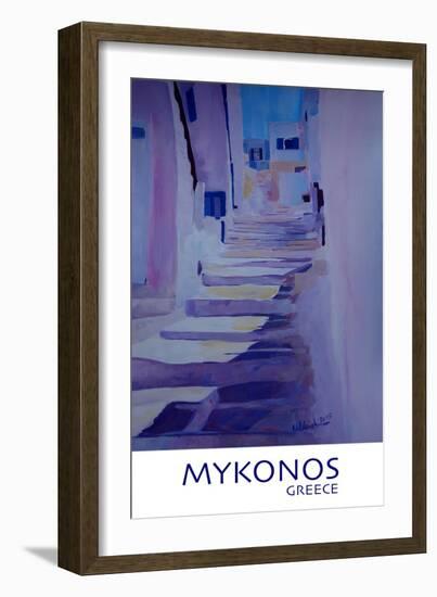 Enchanting Mykonos Greece View with Stairs Retro-Markus Bleichner-Framed Art Print