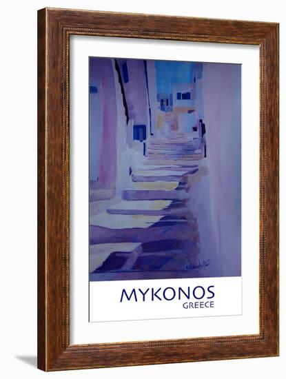 Enchanting Mykonos Greece View with Stairs Retro-Markus Bleichner-Framed Art Print