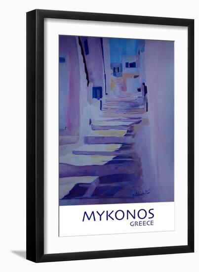 Enchanting Mykonos Greece View with Stairs Retro-Markus Bleichner-Framed Art Print