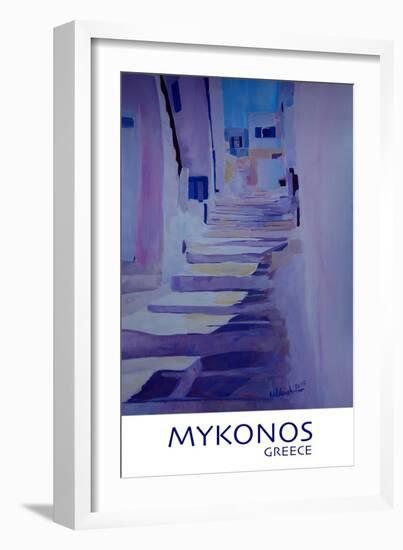 Enchanting Mykonos Greece View with Stairs Retro-Markus Bleichner-Framed Art Print