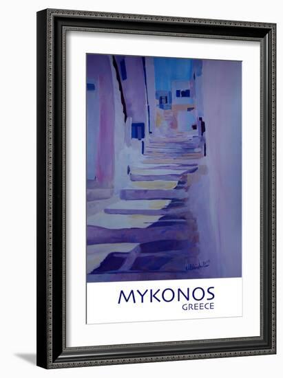 Enchanting Mykonos Greece View with Stairs Retro-Markus Bleichner-Framed Art Print