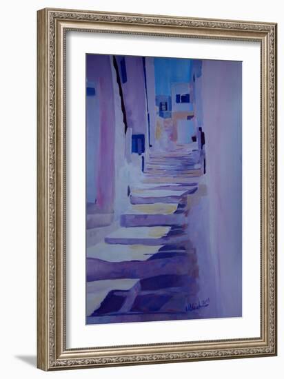 Enchanting Mykonos Greece View with Stairs-Markus Bleichner-Framed Art Print