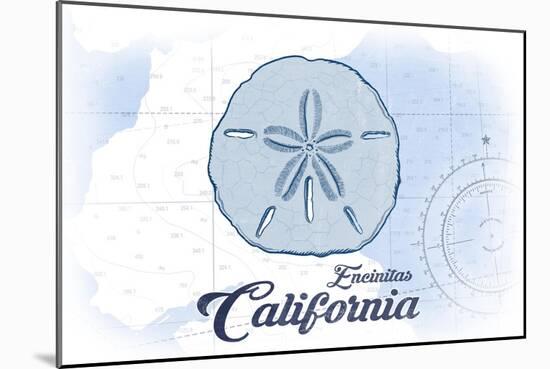 Encinitas, California - Sand Dollar - Blue - Coastal Icon-Lantern Press-Mounted Art Print