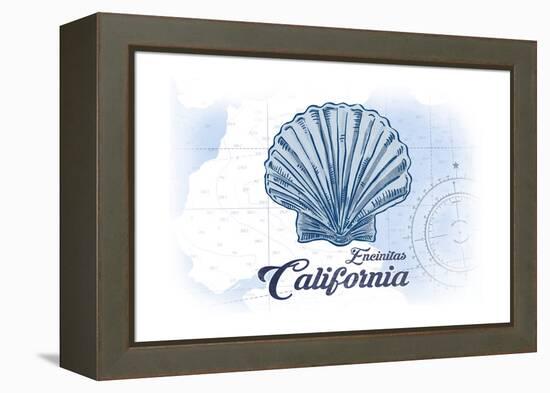Encinitas, California - Scallop Shell - Blue - Coastal Icon-Lantern Press-Framed Stretched Canvas