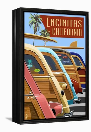 Encinitas, California - Woodies Lined Up-Lantern Press-Framed Stretched Canvas