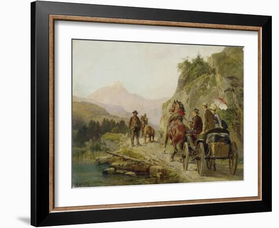 Encounter of Travellers and Fairground Entertainer with a Bear-Camille Pissarro-Framed Giclee Print