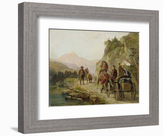 Encounter of Travellers and Fairground Entertainer with a Bear-Camille Pissarro-Framed Giclee Print
