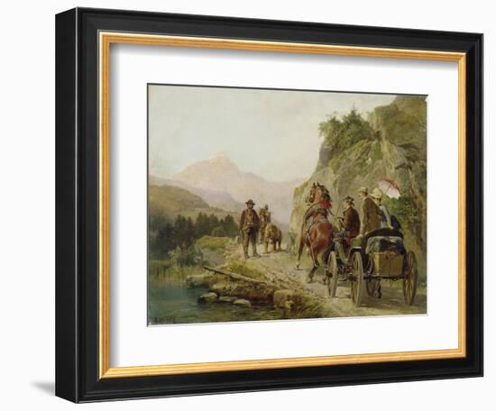 Encounter of Travellers and Fairground Entertainer with a Bear-Camille Pissarro-Framed Giclee Print
